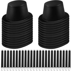 48 Pieces Plastic Wands Hats Magician Hats Costume Hat Plastic Victorian Hat for Adults Dress up Party Birthday Happy New Year Party Supplies Black
