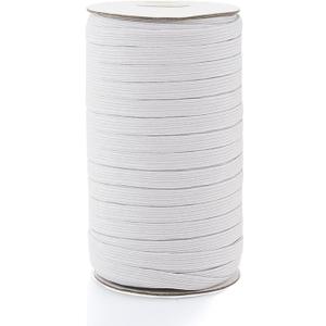 80 Yards Elastic Band 3/8 inch Wide White Elastic Strap High Elastic Cord for Sewing Waistband and Pants Waist, 1 Rolls