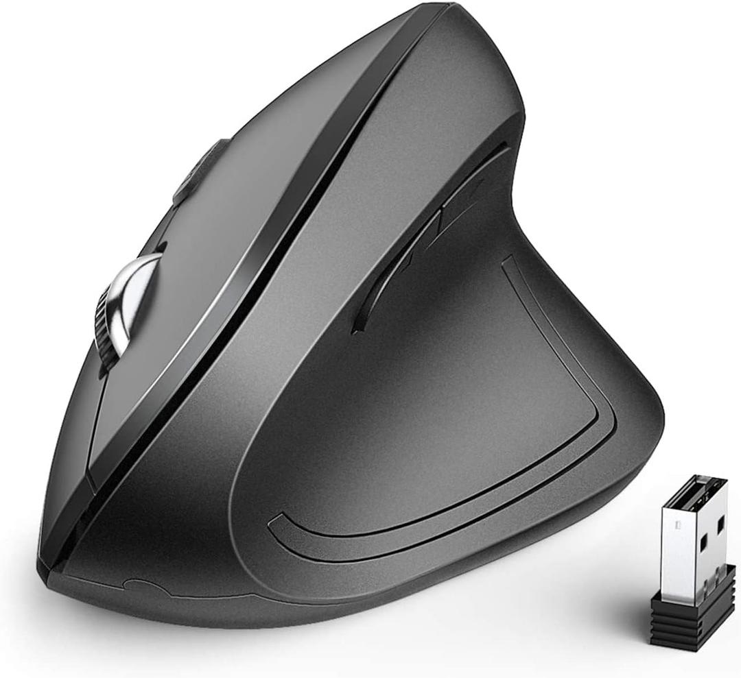 iClever Ergonomic Mouse, WM101 Vertical Wireless Mouse, 2.4GHz Optical Vertical Mouse with 4 Adjustable DPI 1000/1600/2000/2400 Levels 6 Buttons, Ergo Mice for Laptop, PC, Computer, Desktop