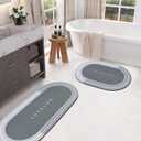Rubber Bath mats Quick-Drying Non-Slip Bathroom mat Super Absorbent Bath mat Instant Dry Bath mat, Bathroom Rug in Front of The Kitchen Sink, Shower Room, Bathtub, Oval(Grey+16.9x26.7in+16.9x35.4in)