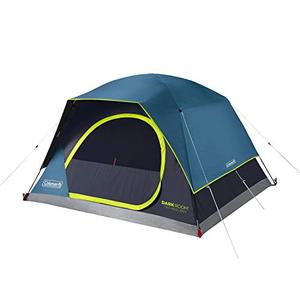 Coleman 4-Person Skydome Dark Room Tent with Rainfly, 5 Minute Setup, Blocks 90% of Sunlight, 20% More Headroom Than Traditional Tents