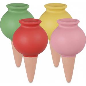 Terracotta Watering Spikes Set -Self Watering Planter Insert with 4 Pcs Automatic Plant Watering System for Indoor Potted Plants, Outdoor Garden, Vacation Plant Care Accessories