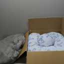 LE SURE Donut Medium Dog Bed - Round Cat Beds for Indoor Cats Calming Bed Gift for Pets, Cute Modern Beds with Jacquard Shaggy Plush & Anti Slip Bottom, 30 Inch, Ice Melt (Bow Ice Blue)