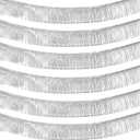 6 Pack 10 Feet Silver Foil Fringe Garland Metallic Tinsel Streamers Banner Wall Hanging Curtain Backdrop Banner for Parade Floats, Thanksgiving, Christmas, Birthday, Halloween Party Decorations