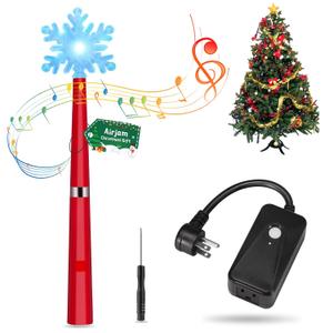 Wireless Remote Control Outlet, Magic Light Wand for Christmas Tree Lights and Home Decoration Lights, Remote Light Switch with Music, Christmas Gift for Kids/Friends/Family, Red