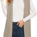 Women's Long Knit Cardigans Ribbed Sleeveless Sweater Casual Outwear Open Front Draped Duster Vest (XXL)