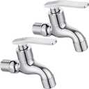 2 Packs SUBMARINE Silver Brass Outdoor Faucet, G1/2 Inch Interface Wall-Mounted Faucet, Used for Bathroom Mop Sink, Balcony and Garden (Chrome Plated)
