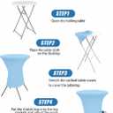 Cocktail Table Covers - 2 Pack 32x43 Inch Table Cloth - Light Blue Fitted Stretch Spandex Round High Top Tablecloth for Party, Bar, Birthday, Pub, Banquet