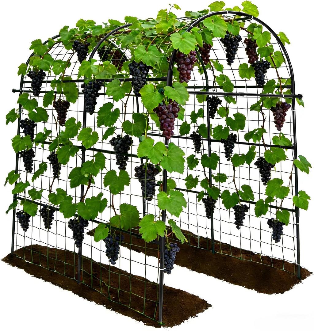 Garden Arch Trellis for Climbing Plants Outdoor - 83" H*71" W*43" L Large Rustproof Garden Trellis, Heavy Duty Grape Trellis, Tunnel Trellis for Melons, Pumpkins, Cucumbers, Peas(Black)