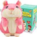 Talking Hamster - Toddler Stuffed Animal Toys for Boys Girls 2 3 4 5 6 Year Old - Repeats What You Say - Interactive Plush Sensory Companion Toy for Kids Easter Basket Stuffers Birthday Gifts (Pink)