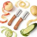 3Pcs Multifunctional Vegetable Peeler, 2-in-1 Multifunctional Vegetable Peeler with Wooden Handle & Stainless Steel Blade, Built-in Bottle Opener, Fruit & Vegetable Kitchen Peeling Tool