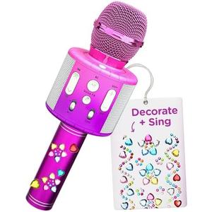 Move2Play, Kids Karaoke Microphone | Includes Stickers & Bluetooth | Kids Birthday Gift | Toy for All Ages 2, 3, 4, 5, 6+ Year Old Girls, Boys & Toddlers (Pink/Purple)