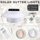 Yinder 24 Pcs Gutter Light Solar Powered, Outdoor Fence Light, White