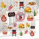 Ireer 52 Pcs Summer Picnic Party Hanging Decor Picnic Birthday Hanging Swirl BBQ Decoration Swirls for Barbecue Decor for Birthday Carnival Summer BBQ Party Supplies Decoration