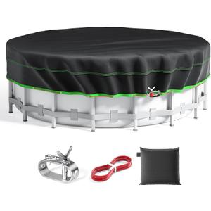 14 Ft Round Pool Cover, Solar Cover for Above Ground Pools, Heavy Duty Swimming Pool Cover Protector with Winch and Cable, Strong Tear Resistant Winter Pool Cover Ideal for Waterproof and Dustproof