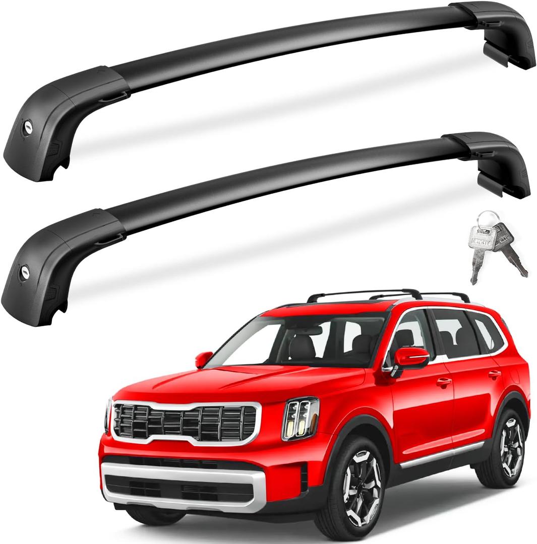 FengYu 300lbs Roof Rack Cross Bars Compatible with 2019-2026 KIA Telluride S SX SX-P EX Upgraded Crossbars, Lockable Heavy Duty Aluminum Roof Rails Cargo Bars (Not for LX, X-Line or X-Pro)