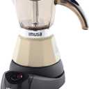 IMUSA 3 or 2 Cup Electric Almond Espresso Maker, Compact Moka Coffee Machine with Keep Warm Function, Detachable Base, Milk Coffee Brewer for Cuban, Italian & Espresso Drinks