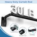 Wrap Around Curtain Rod Black, Adjustable Blackout Curtain Rods for Windows 48 to 84 Inch, 1" Heavy Duty Room Darkening Drapery Rod, Easy Install and Removal
