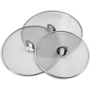 Splatter Screen for Cooking - Stainless Steel Grease Splatter Guard for Frying Pan, No Cooking Oil Mess No Burns, Ultra Fine Mesh Lids Set of 3(10", 11.5", 13")