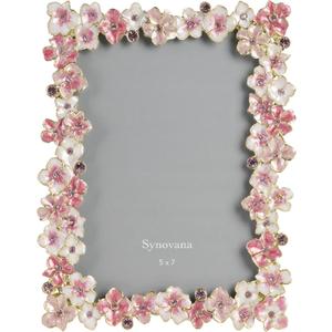 Pink Flower Picture Frame 5x7 Blossom Photo Frame for Tabletop Display, Decorative Flower Design Home Decor
