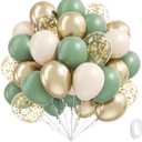Sage green Balloons, 60pcs 12inch Sage green Sand White Metallic Gold Confetti Balloons for Boho Birthday Wedding Bridal Baby Shower Engagement Party Decorations