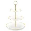 Coitak 3 Tier Cupcake Stand, Plastic Tiered Serving Stand, Dessert Tower Tray for Tea Party, Baby Shower and Wedding (Round-Gold Edge)