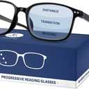 EASY READ TR90 Progressive Multifocal Reading Glasses for Men,Rectangular Blue Light Blocking Readers with Spring Hinge(Magnification 1.50,Black)