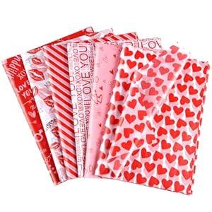 NEBURORA 72 Sheets Valentine Tissue Paper Bulk 14 x 20 inches Valentine's Day Love Heart Wrapping Paper for DIY Craft Gift Bags Valentines Wedding Birthday Party Decor