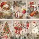 Kosiz 6 Pcs Christmas Diamond Art Kits Christmas Diamond Painting Kits for Adults Vintage Style Winter Snow DIY Cartoon 5d Rhinestones Crafts with Tools for Home Wall Decoration Holiday Gifts