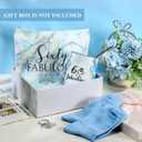 4 Pcs 60 and Fabulous Tumbler 60th Birthday Gifts for Women Inspirational 12oz Marble Stainless Steel Insulated Tumbler Sixty and Fabulous Makeup Bag Wine Sign Keychain Socks, 60th