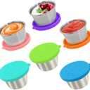 Qukaka 6x2.7 Oz Salad Dressing Container to Go,Handy Leakproof Stainless Steel Meal Prep Containers Reusable,Sauce Containers for Lunch Box, Picnics, Travel, Office and Kitchen Storage