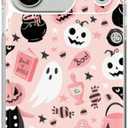 Pink Halloween Pumpkin Ghost Case Compatible with iPhone 17 Pro, Witchy Pumpkin Halloween Boo Cover, Cool TPU Phone Case Cover