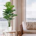 SAJANDAS Set of 2 Artificial Monstera Deliciosa Plants in Pots, Fake Tropical Trees with Greenery Leaves Stems, 32 Inch Faux Swiss Cheese Floor Plants for Home Porch, Garden, Office, Store Decor