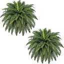 FOREST PRINCE 42" Artificial Boston Fern Large Bush Plants, 2 Bundles of Fake Ferns with 65 Fronds for Outdoors Home Decor