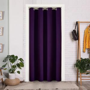 ChrisDowa Blackout Door Curtains for Doorway Privacy, Grommet Closet Curtains for bedroom closet door, Thermal Insulated Temporary Door Cover Room Divider Curtain (1 Panel, Royal Purple, 34 x 80 Inch)