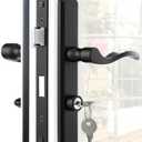 MaxxGeek Flat Slot Storm Door Handle Complete Set, Mortise Keyed Lever Mount Latch with Deadbolt for Screen and Storm Doors (Matte Black)