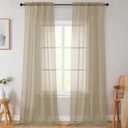 Extra Long Sheer Taupe Curtains for Bedroom Living Room 120 Inches Long 2 Panels Set, Solid Soft Light Filtering Rod Pocket Sheer Window Curtains, Taupe, Each 42" Wx120 L Inch