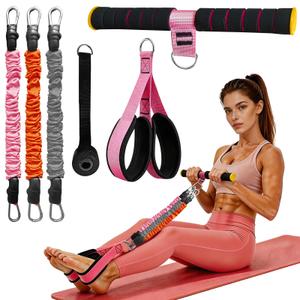 2026 Upgraded Pedal Resistance Band with Handles, 20/30/40LBS Adjustable Latex Bands, Non-Slip Comfort Pedals, Safety Sleeve, Compact Full-Body Workout Kit for Women, Sit Up Exercise Equipment