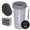 Dog Paw Cleaner for Large Dogs With 3 Towels & Bath Brush, Muddy Foot Washer for Pets (Gray)