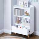 UTEX Kids Bookshelf, Children Bookcases with Storage and Drawer, Wood Kids Toy Storage Organizer for Playroom, Nursery School, White