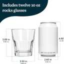 Libbey Gibraltar DuraTuff Rocks Glasses Set of 12, 10 Oz Durable, Restaurant Style Whiskey Glasses Set, Cocktail Drinking Cups for Hosting, Bar Service