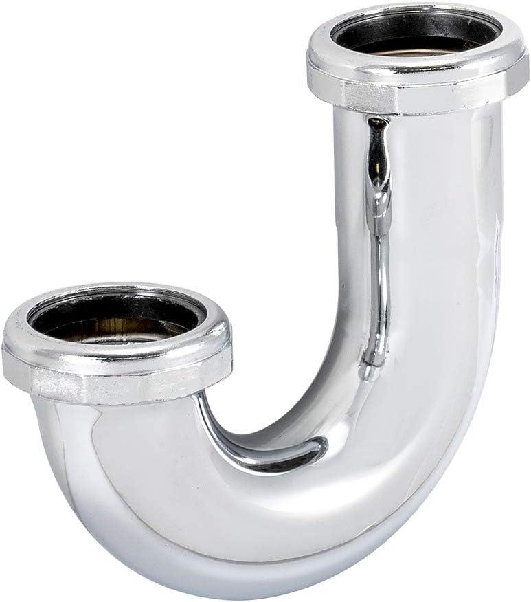 Eastman 1-1/2 Inch Heavy Duty J Bend with Slip Joint Connection, 22 Gauge, Brass Plumbing Fitting, Chrome, 35123