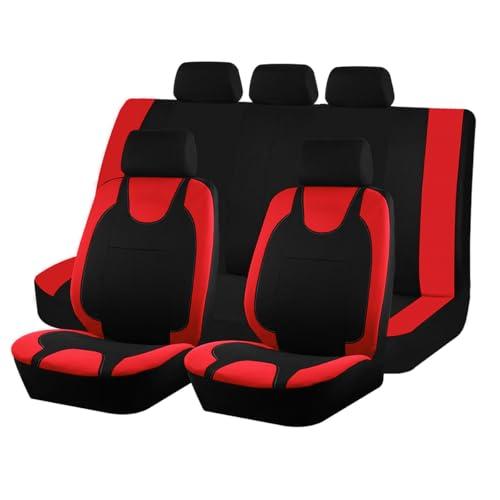 Bittwee 9PCS Car Seat Covers Full Set, Polyester Washable Automobile 5-Seats Protectors with Headrest Cover, Comfortable Vehicle Seat Interior Protection Accessories, Universal Fit (Red)