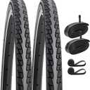 YUNSCM 2-PCS 26x1 3/8 (37-590) Road Bike Tires and 26x1 3/8 Bike Tubes Schrader Valve with 2 Rim Strips Compatible with 26 x 1 3/8 26x1 3-8 Bike Bicycle Tires and Tubes (Y-707)