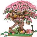 CAMPIR Cherry Blossom Tree Building Block Kit 2008 Pcs Cherry Bonsai Trees Building Sets DIY Sakura Tree House Model Sets Flowers House Mini Bricks Building Kit Gift for Adults Teens 14+