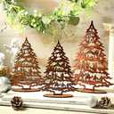 Huwena 3 Pcs Christmas Nativity Scene Table Ornament Vintage Jesus Nativity Set Rustic Farmhouse Holiday Wood Tree Wooden Christmas Tree Tabletop Decoration for Home Tiered Decor Xmas Signs (Classic)