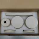 ZCCZ - Bathroom Accessories Set 6 Pcs - White Marble Design Toothbrush Holder, Lotion Soap Dispenser, 2 Qtip Holder Dispenser, Vanity Tray, Bathroom Tumbler - Decorative Countertop Vanity Organizer
