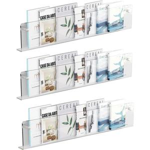 WANLIAN 2 Pack Magazine Holder Brochure Holder Wall Mount, Hanging Bookshelf Magazine Rack Literature Storage Rack, Floating Wall Mounted Shelves, Kids Book Display Shelves Wall Mounted (2)