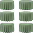 BRILLMAX 6 Pack Sage Green Round Tablecloths 120 Inch for 60 Tables - 150 GSM Polyester Fabric, Floor Length Drop, Water, Stain & Wrinkle Resistant Cloth Cover for Wedding Reception Banquet Dining