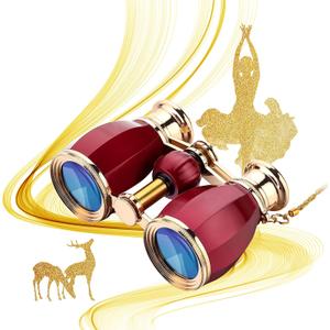 ESSLNB Opera Glasses Binoculars for Women Adults 4X30mm Theater Glasses Compact Binoculars for Theater and Concerts Antique with Case Removable Chain (Red)